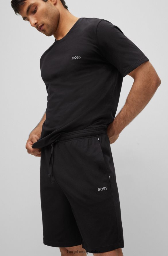 Hugo Boss Szorty z elastycznej bawełny z kontrastowym logo i czarnym ściągaczem hugo czarny R0X0H61722