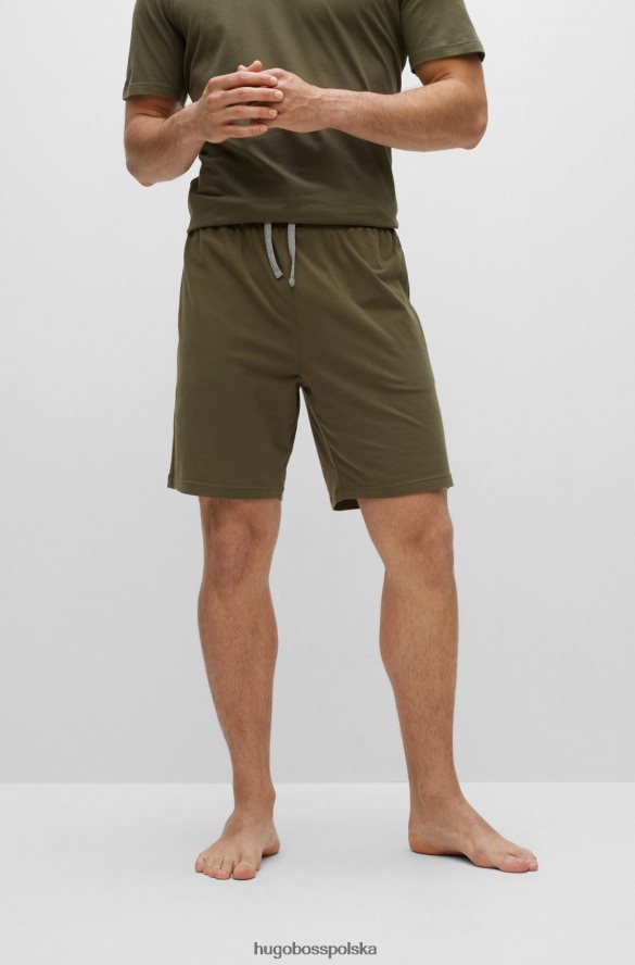 Hugo Boss Szorty ze stretchu bawełnianego z haftowanym logo khaki hugo khaki R0X0H62724