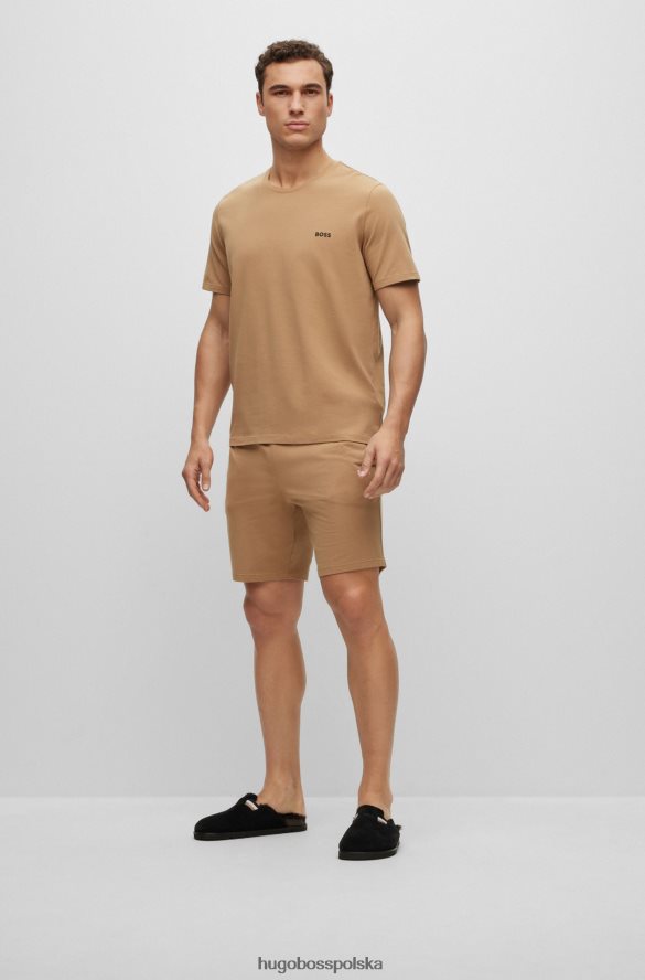 Hugo Boss T-shirt Hugo Loungewear z elastycznej bawełny z kontrastowym beżowym logo beżowy R0X0H62569