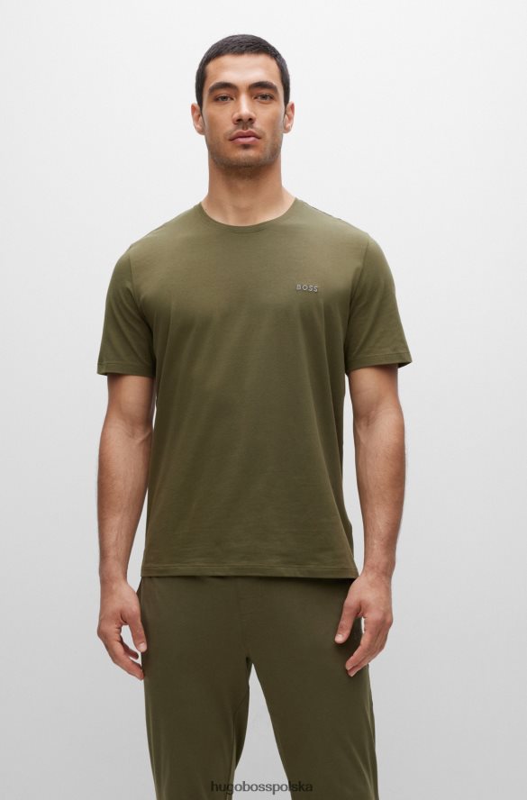 Hugo Boss T-shirt hugo w kolorze khaki z elastycznej bawełny z kontrastowym logo khaki R0X0H62568