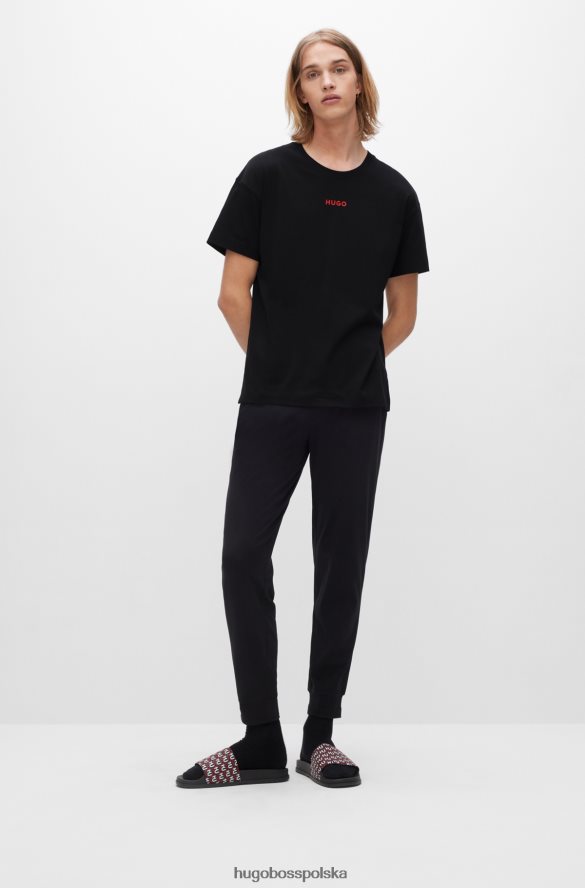 Hugo Boss T-shirt o swobodnym kroju z elastycznej bawełny z logo Hugo w kolorze czarnym czarny R0X0H64057