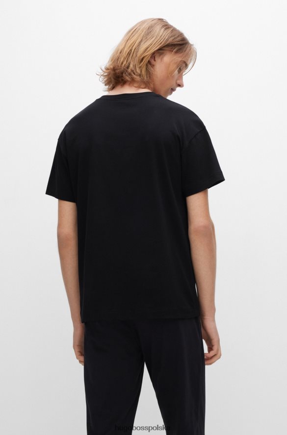 Hugo Boss T-shirt o swobodnym kroju z elastycznej bawełny z logo Hugo w kolorze czarnym czarny R0X0H64057