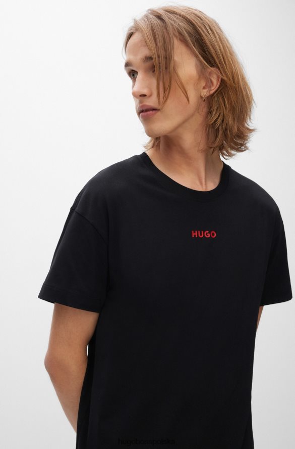 Hugo Boss T-shirt o swobodnym kroju z elastycznej bawełny z logo Hugo w kolorze czarnym czarny R0X0H64057