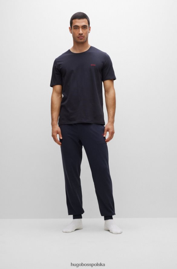 Hugo Boss T-shirt typu loungewear z elastycznej bawełny z kontrastowym logo Hugo w kolorze ciemnoniebieskim ciemny niebieski R0X0H62566