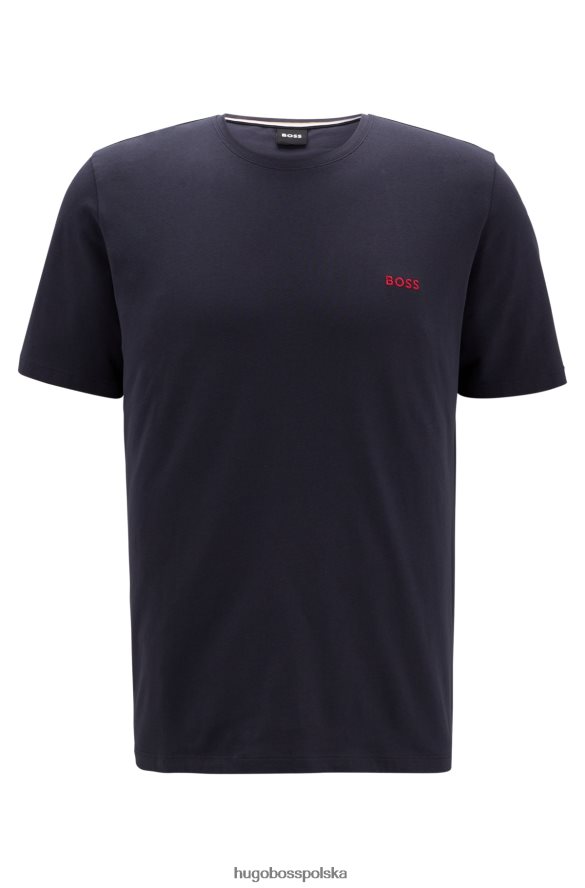 Hugo Boss T-shirt typu loungewear z elastycznej bawełny z kontrastowym logo Hugo w kolorze ciemnoniebieskim ciemny niebieski R0X0H62566