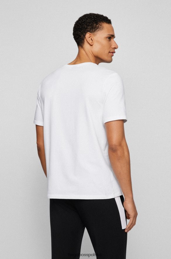 Hugo Boss T-shirt typu loungewear z elastycznej bawełny z kontrastowym logo w kolorze białym hugo biały R0X0H62570