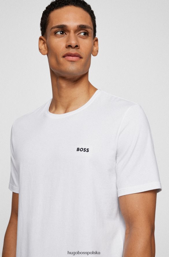 Hugo Boss T-shirt typu loungewear z elastycznej bawełny z kontrastowym logo w kolorze białym hugo biały R0X0H62570