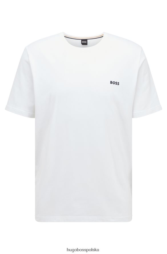 Hugo Boss T-shirt typu loungewear z elastycznej bawełny z kontrastowym logo w kolorze białym hugo biały R0X0H62570
