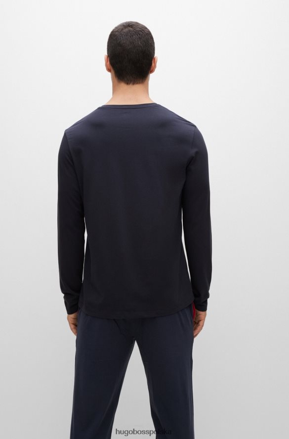Hugo Boss T-shirt z rozciągliwej bawełny z haftowanym logo Hugo w kolorze ciemnoniebieskim ciemny niebieski R0X0H62230
