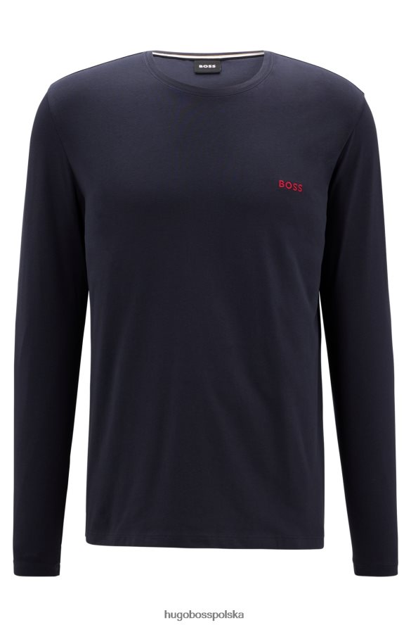 Hugo Boss T-shirt z rozciągliwej bawełny z haftowanym logo Hugo w kolorze ciemnoniebieskim ciemny niebieski R0X0H62230