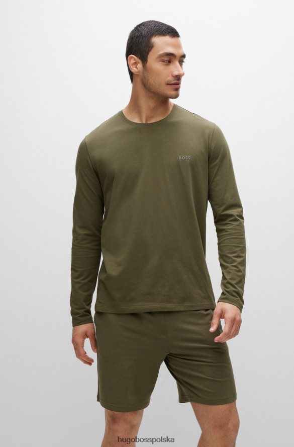 Hugo Boss T-shirt z rozciągliwej bawełny z haftowanym logo khaki hugo khaki R0X0H62228