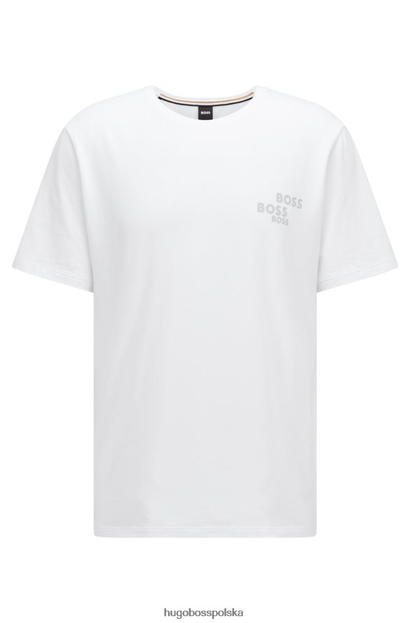 Hugo Boss T-shirt z rozciągliwej bawełny z kontrastowym logo Hugo w kolorze białym biały R0X0H62891