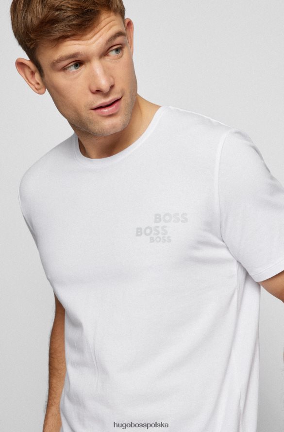 Hugo Boss T-shirt z rozciągliwej bawełny z kontrastowym logo Hugo w kolorze białym biały R0X0H62891