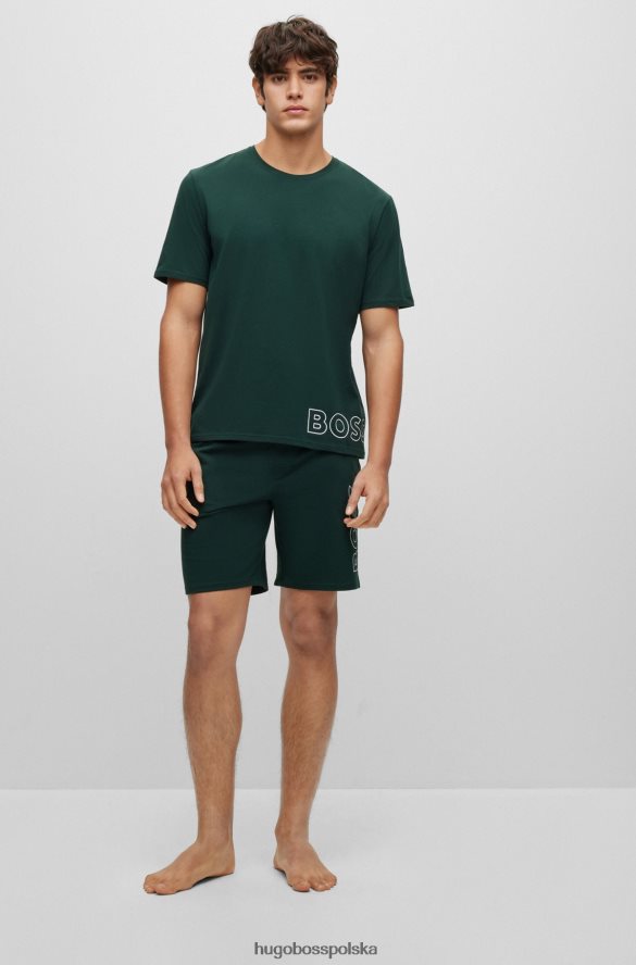 Hugo Boss T-shirt z rozciągliwej bawełny z obrysowym logo Hugo w kolorze ciemnozielonym ciemnozielony R0X0H62940