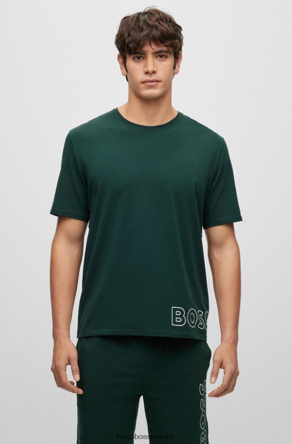 Hugo Boss T-shirt z rozciągliwej bawełny z obrysowym logo Hugo w kolorze ciemnozielonym ciemnozielony R0X0H62940