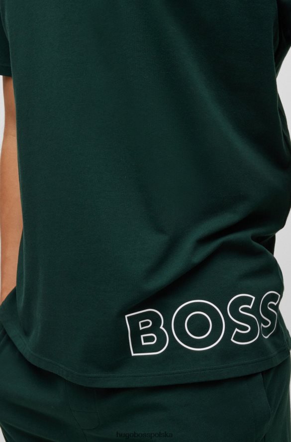 Hugo Boss T-shirt z rozciągliwej bawełny z obrysowym logo Hugo w kolorze ciemnozielonym ciemnozielony R0X0H62940