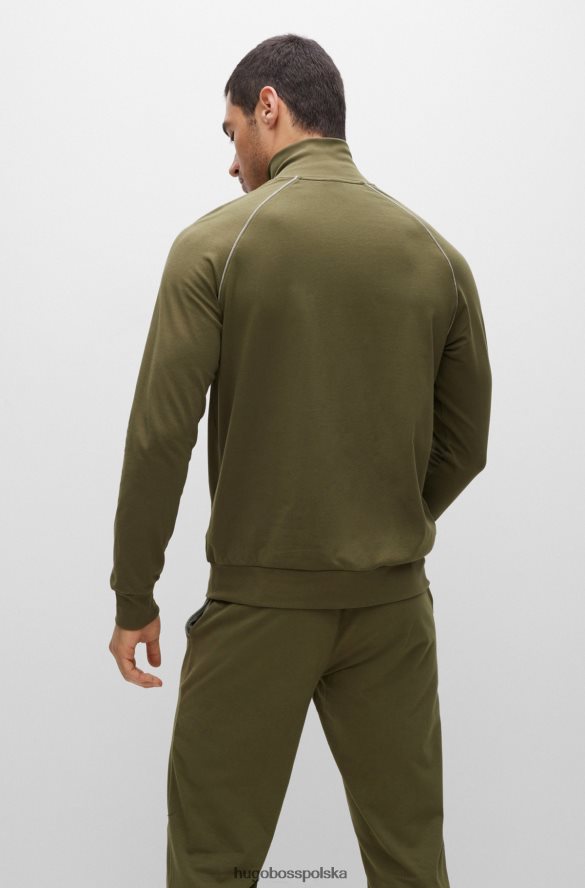 Hugo Boss Zapinana na zamek kurtka codzienna w kolorze khaki z elastycznej bawełny z logo hugo khaki R0X0H62680