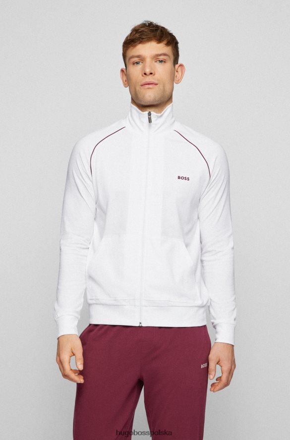 Hugo Boss Zapinana na zamek kurtka codzienna z elastycznej bawełny z logo hugo w kolorze białym biały R0X0H62681
