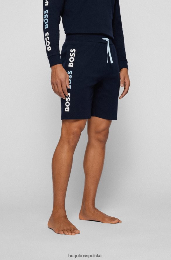 Hugo Boss bawełniane spodenki z powtarzalnym logo, ciemnoniebieskie hugo ciemny niebieski R0X0H64639