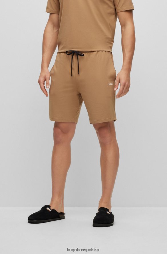 Hugo Boss beżowe szorty z elastycznej bawełny z haftowanym logo hugo beżowy R0X0H62725