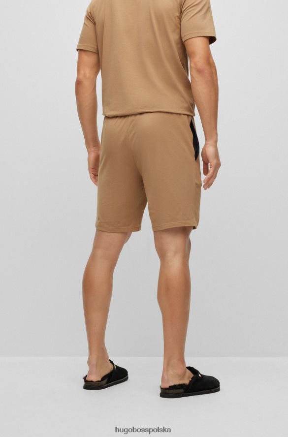 Hugo Boss beżowe szorty z elastycznej bawełny z haftowanym logo hugo beżowy R0X0H62725