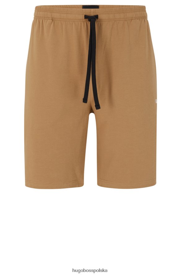 Hugo Boss beżowe szorty z elastycznej bawełny z haftowanym logo hugo beżowy R0X0H62725