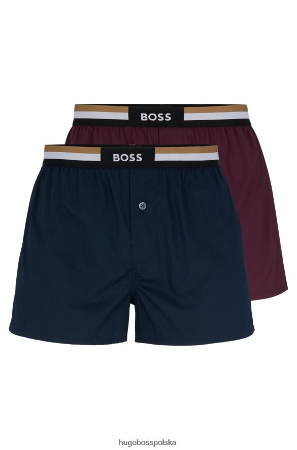 Hugo Boss ciemnofioletowy dwupak szortów od piżamy z charakterystycznymi paskami w talii hugo ciemny fiolet R0X0H62014