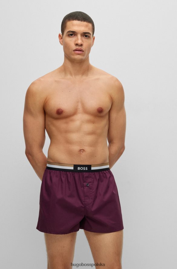 Hugo Boss ciemnofioletowy dwupak szortów od piżamy z charakterystycznymi paskami w talii hugo ciemny fiolet R0X0H62014
