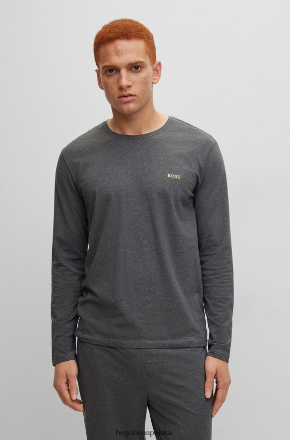 Hugo Boss ciemnoszara koszulka Hugo z elastycznej bawełny, z haftowanym logo ciemno szary R0X0H62231