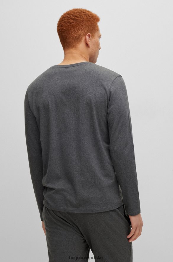 Hugo Boss ciemnoszara koszulka Hugo z elastycznej bawełny, z haftowanym logo ciemno szary R0X0H62231