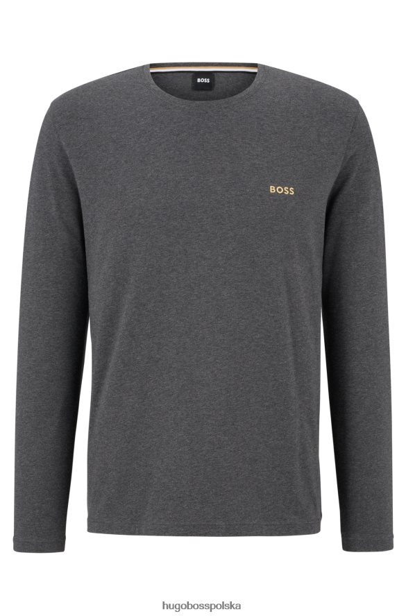 Hugo Boss ciemnoszara koszulka Hugo z elastycznej bawełny, z haftowanym logo ciemno szary R0X0H62231