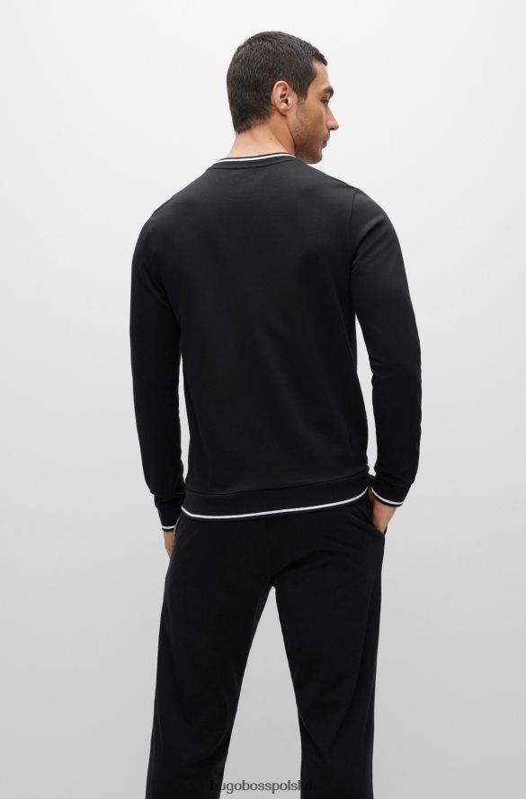 Hugo Boss czarna bluza hugo z mieszanki bawełny, w paski i logo czarny R0X0H62984