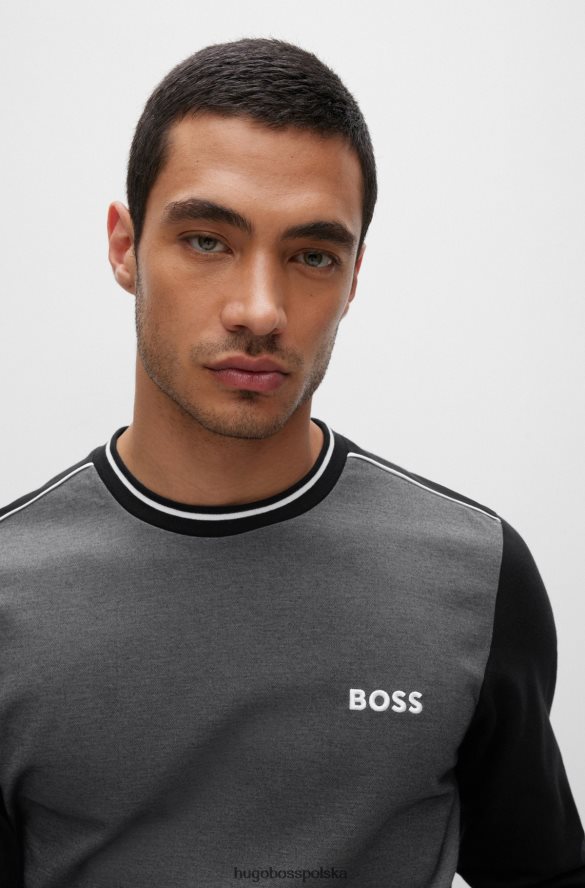 Hugo Boss czarna bluza hugo z mieszanki bawełny, w paski i logo czarny R0X0H62984