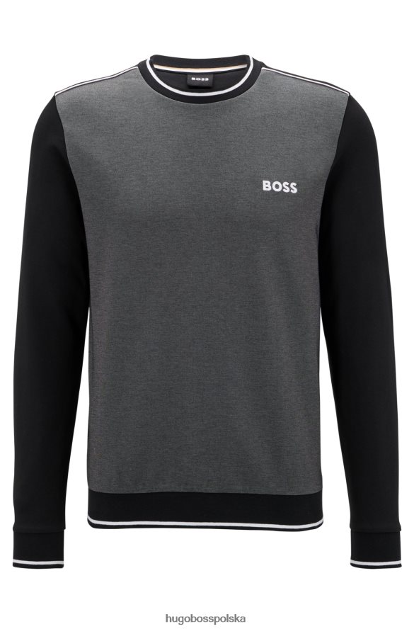 Hugo Boss czarna bluza hugo z mieszanki bawełny, w paski i logo czarny R0X0H62984