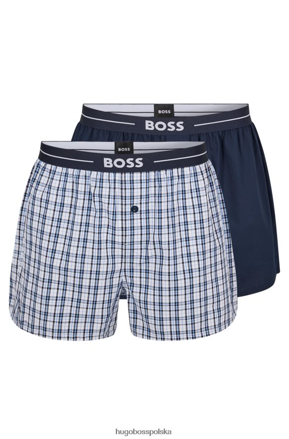 Hugo Boss dwupak bawełnianych spodenek od piżamy z logo w pasie w kolorze granatowym hugo ciemny niebieski R0X0H63455