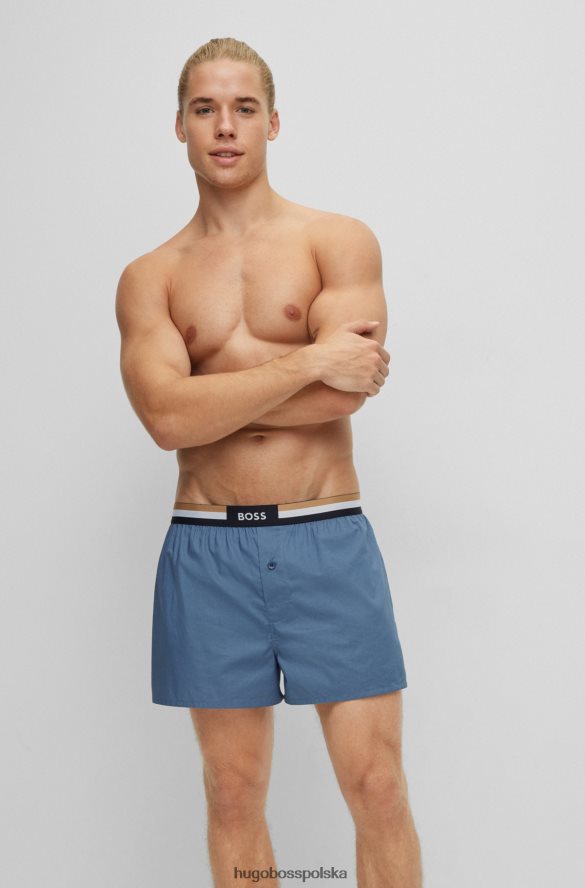 Hugo Boss dwupak szortów od piżamy z charakterystycznymi paskami w kolorze niebieskim hugo niebieski R0X0H62013
