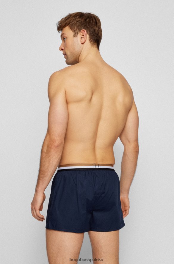 Hugo Boss dwupak szortów od piżamy z charakterystycznymi paskami w talii hugo w kolorze granatowym ciemny niebieski R0X0H62015