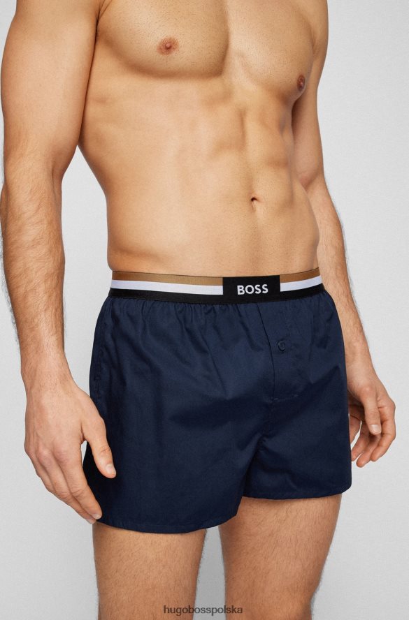 Hugo Boss dwupak szortów od piżamy z charakterystycznymi paskami w talii hugo w kolorze granatowym ciemny niebieski R0X0H62015