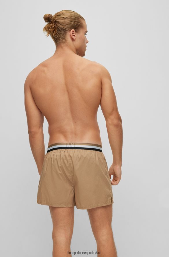 Hugo Boss hugo beżowy dwupak szortów od piżamy z charakterystycznymi paskami w talii beżowy R0X0H62017