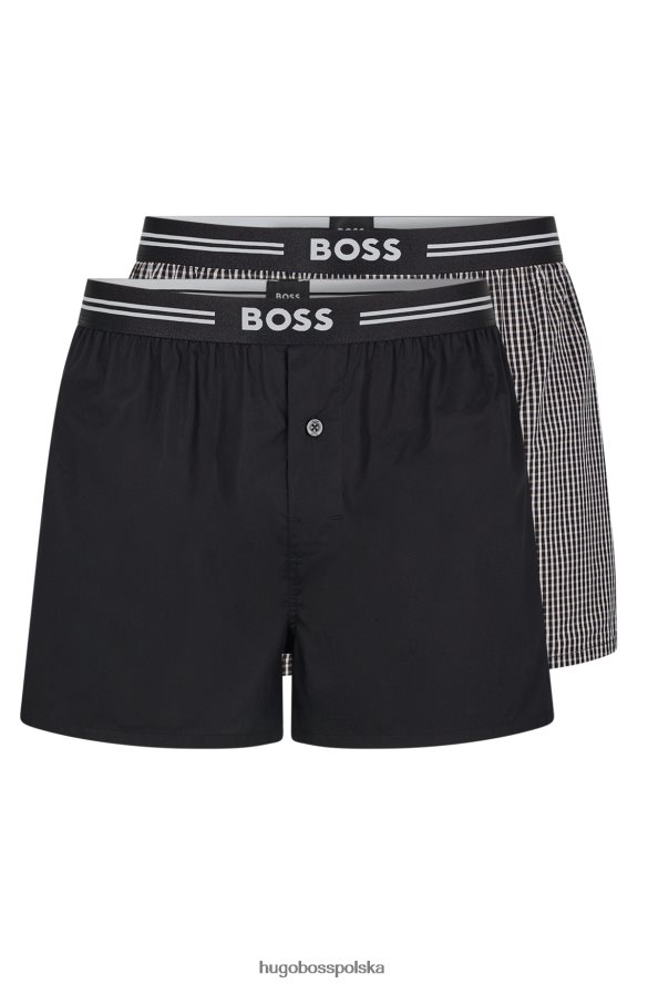 Hugo Boss hugo dwupak bawełnianych spodenek od piżamy z logo w pasie w kolorze czarnym czarny R0X0H61956