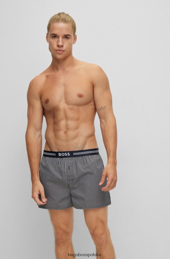 Hugo Boss hugo dwupak bawełnianych spodenek od piżamy z logo w pasie w kolorze czarnym czarny R0X0H61956