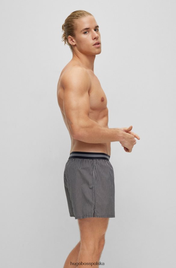 Hugo Boss hugo dwupak bawełnianych spodenek od piżamy z logo w pasie w kolorze czarnym czarny R0X0H61956