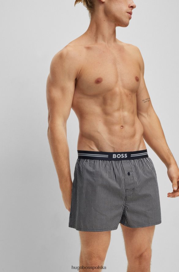 Hugo Boss hugo dwupak bawełnianych spodenek od piżamy z logo w pasie w kolorze czarnym czarny R0X0H61956