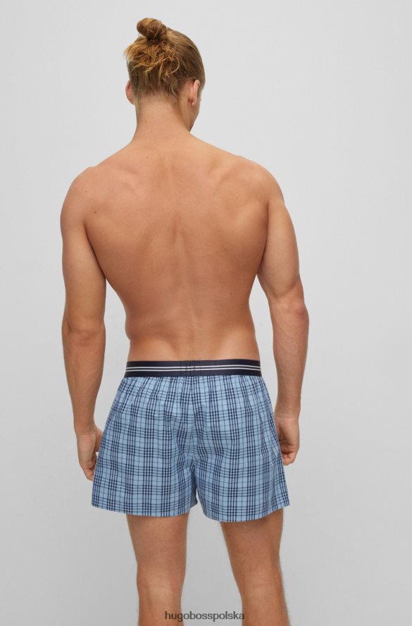 Hugo Boss hugo jasnoniebieski dwupak bawełnianych spodenek od piżamy z logo w pasie jasny niebieski R0X0H61955