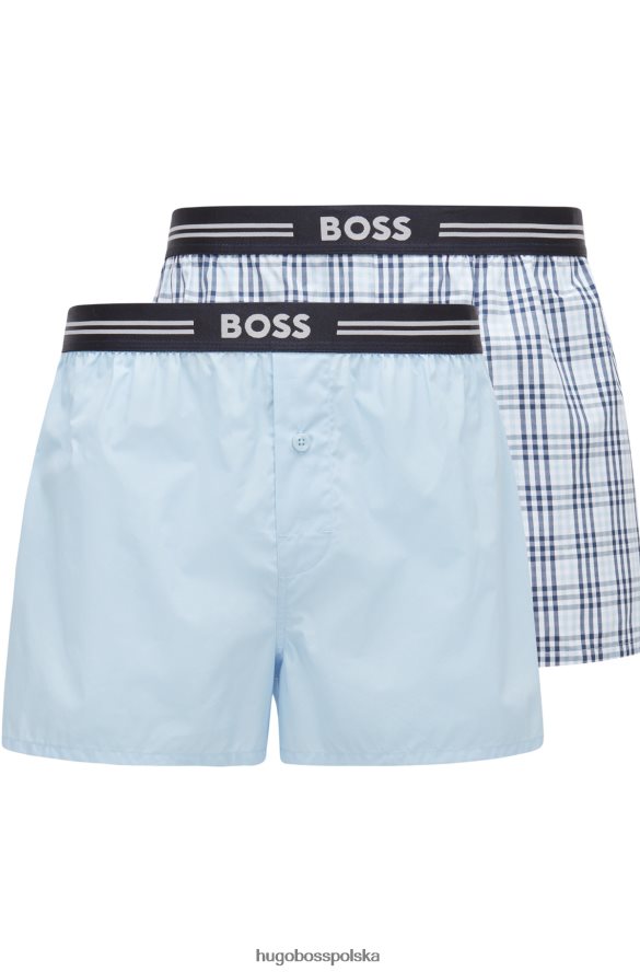 Hugo Boss hugo jasnoniebieski dwupak szortów od piżamy z bawełnianej popeliny jasny niebieski R0X0H64606