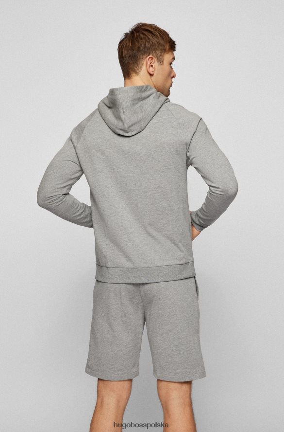 Hugo Boss hugo szara, bawełniana kurtka z kapturem, paskami i logo szary R0X0H64482