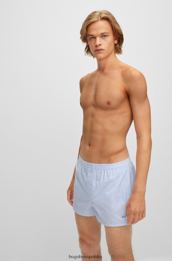 Hugo Boss jasnoniebieski dwupak bawełnianych spodenek od piżamy Hugo z haftowanym logo jasny niebieski R0X0H63830