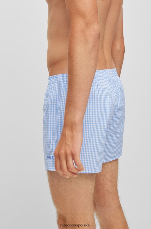 Hugo Boss jasnoniebieski dwupak bawełnianych spodenek od piżamy Hugo z haftowanym logo jasny niebieski R0X0H63830