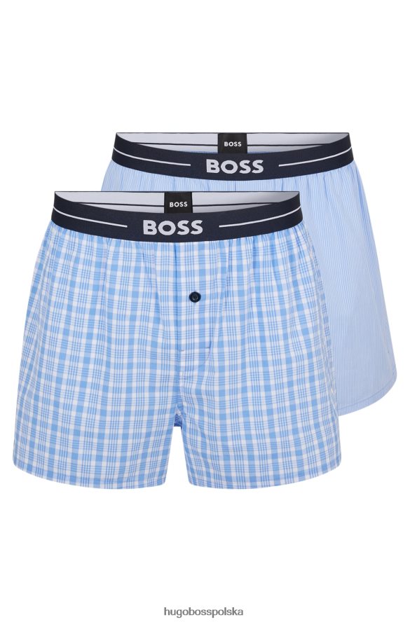 Hugo Boss jasnoniebieski dwupak bawełnianych spodenek od piżamy z logo hugo w pasie jasny niebieski R0X0H63456