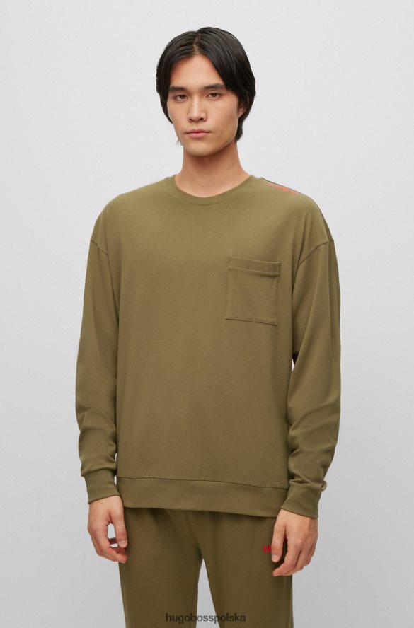 Hugo Boss jasnozielona bluza hugo z elastycznej bawełny, z detalami z logo jasnozielony R0X0H64364